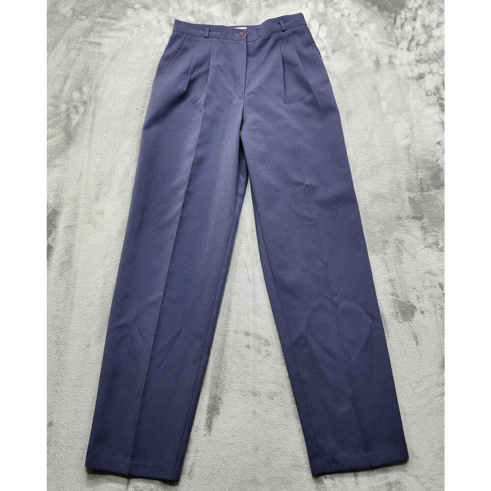 Vintage 80s Smart Parts Pants Womens 13‎ Blue High Rise Pleated Straight Tapered